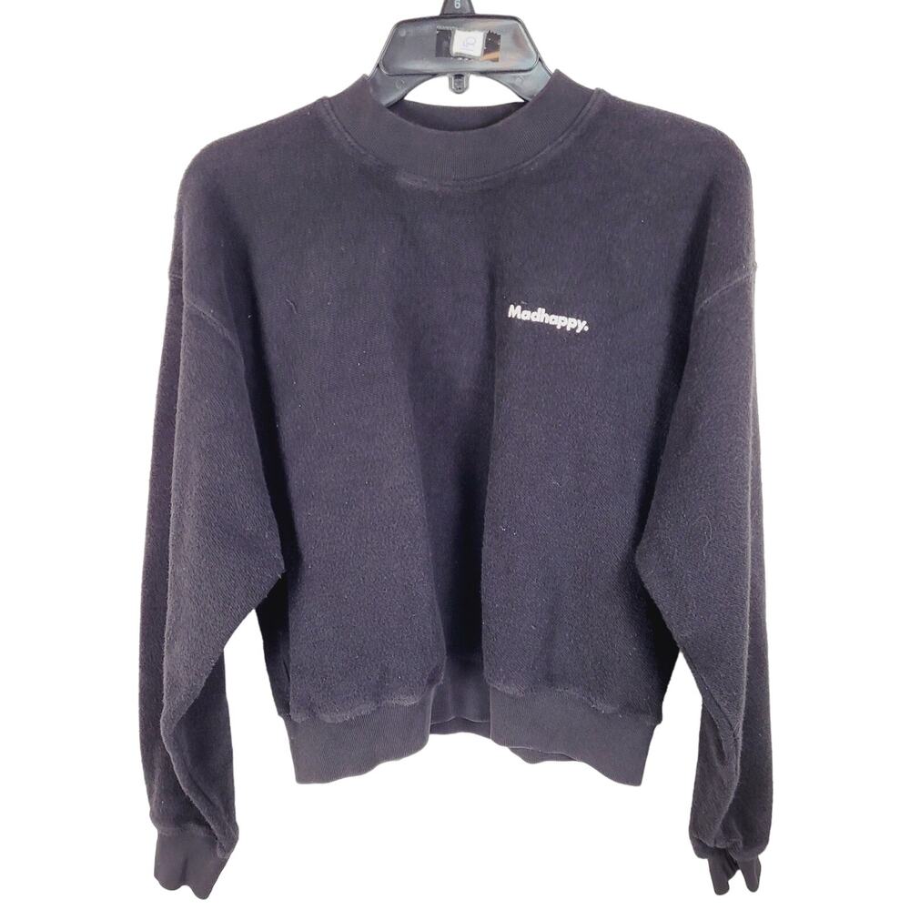 Mad Happy black terry cloth crewneck sweatshirt Small minimal streetwear